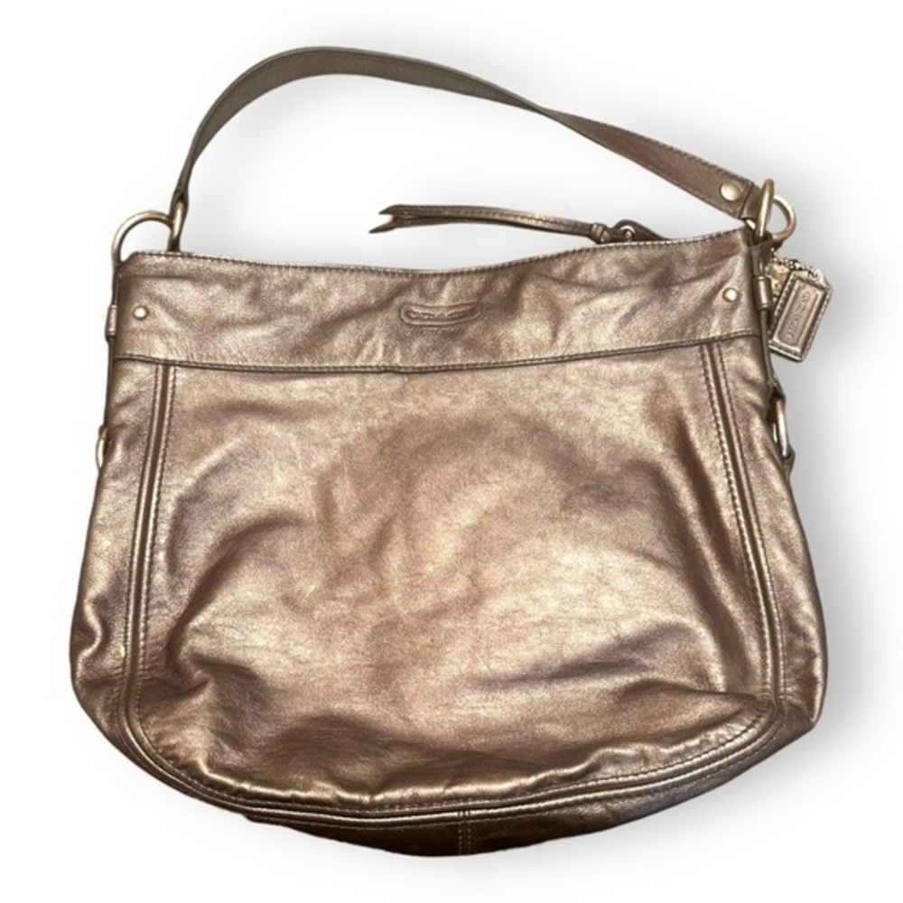 Women’s Coach Gunmetal Grey Metallic Zoe Shoulder / Crossbody Bag